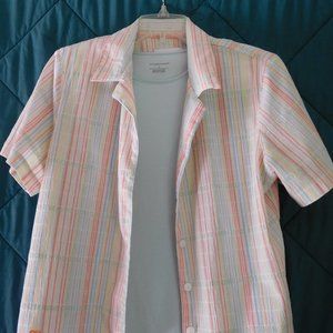 Alfred Dunner short-sleeve multi-color pastel button-down/open top